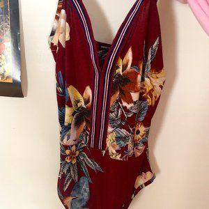 Love Culture Floral Burgundy Body Suit